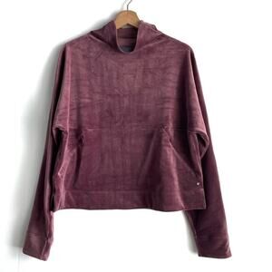 Prana Pheonix pullover funnel neck velour top with kangaroo pocket size medium
